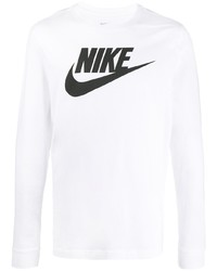 Мужская бело-черная футболка с длинным рукавом с принтом от Nike