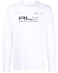 Мужская бело-черная футболка с длинным рукавом с принтом от Polo Ralph Lauren