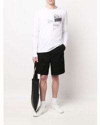 Мужская бело-черная футболка с длинным рукавом с принтом от Zadig & Voltaire