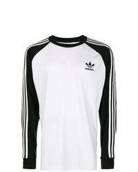 Мужская бело-черная футболка с длинным рукавом от adidas