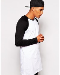 Мужская бело-черная футболка с длинным рукавом от Asos
