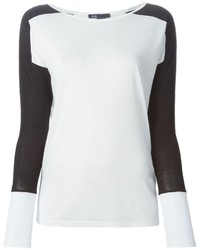 Женская бело-черная футболка с длинным рукавом от Vince