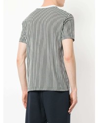 Мужская бело-черная футболка с круглым вырезом в вертикальную полоску от CK Calvin Klein