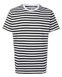 Мужская бело-черная футболка с круглым вырезом в горизонтальную полоску от agnès b.
