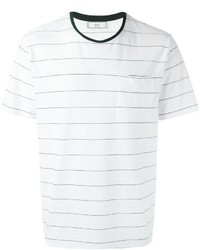 Мужская бело-черная футболка с круглым вырезом в горизонтальную полоску от AMI Alexandre Mattiussi