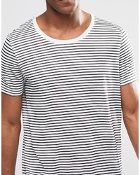 Мужская бело-черная футболка с круглым вырезом в горизонтальную полоску от Asos