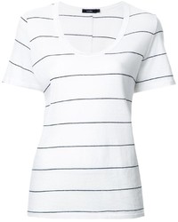 Женская бело-черная футболка с круглым вырезом в горизонтальную полоску от Bassike