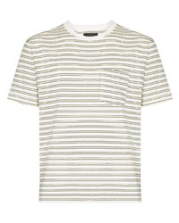 Мужская бело-черная футболка с круглым вырезом в горизонтальную полоску от Beams Plus