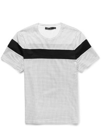 Мужская бело-черная футболка с круглым вырезом в горизонтальную полоску от Calvin Klein Collection