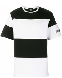 Мужская бело-черная футболка с круглым вырезом в горизонтальную полоску от Calvin Klein