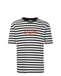 Мужская бело-черная футболка с круглым вырезом в горизонтальную полоску от CK Calvin Klein