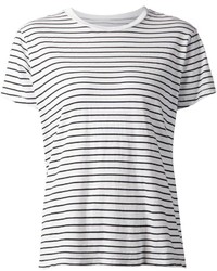 Женская бело-черная футболка с круглым вырезом в горизонтальную полоску от Current/Elliott