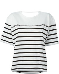 Женская бело-черная футболка с круглым вырезом в горизонтальную полоску от EACH X OTHER