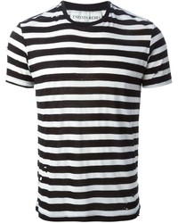 Женская бело-черная футболка с круглым вырезом в горизонтальную полоску от Enfants Riches Deprimes