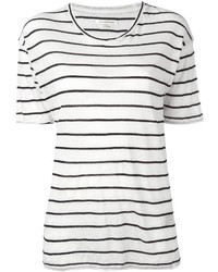 Женская бело-черная футболка с круглым вырезом в горизонтальную полоску от Etoile Isabel Marant