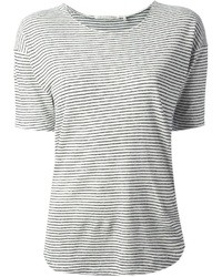 Женская бело-черная футболка с круглым вырезом в горизонтальную полоску от Etoile Isabel Marant