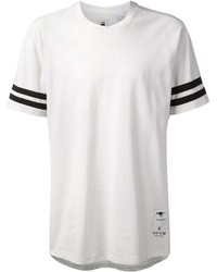 Мужская бело-черная футболка с круглым вырезом в горизонтальную полоску от G Star
