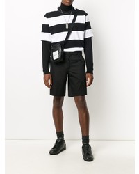 Мужская бело-черная футболка с круглым вырезом в горизонтальную полоску от Givenchy