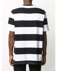 Мужская бело-черная футболка с круглым вырезом в горизонтальную полоску от Givenchy