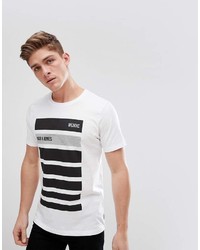 Мужская бело-черная футболка с круглым вырезом в горизонтальную полоску от Jack and Jones