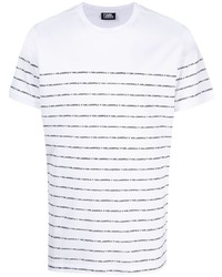 Мужская бело-черная футболка с круглым вырезом в горизонтальную полоску от Karl Lagerfeld