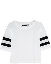 Женская бело-черная футболка с круглым вырезом в горизонтальную полоску от Karl Lagerfeld