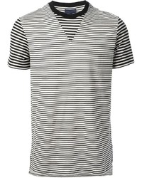 Мужская бело-черная футболка с круглым вырезом в горизонтальную полоску от Lanvin