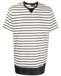 Мужская бело-черная футболка с круглым вырезом в горизонтальную полоску от Low Brand