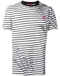 Мужская бело-черная футболка с круглым вырезом в горизонтальную полоску от McQ