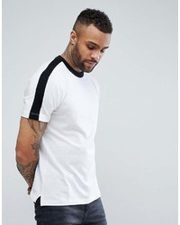Мужская бело-черная футболка с круглым вырезом в горизонтальную полоску от New Look