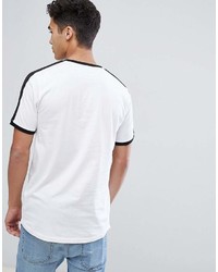 Мужская бело-черная футболка с круглым вырезом в горизонтальную полоску от ONLY & SONS