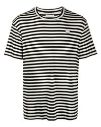 Мужская бело-черная футболка с круглым вырезом в горизонтальную полоску от Societe Anonyme