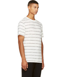 Мужская бело-черная футболка с круглым вырезом в горизонтальную полоску от Alexander Wang