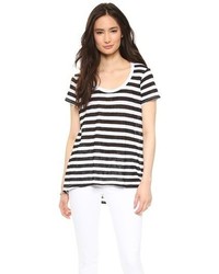 Женская бело-черная футболка с круглым вырезом в горизонтальную полоску от Wilt