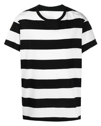 Мужская бело-черная футболка с круглым вырезом в горизонтальную полоску от Yohji Yamamoto