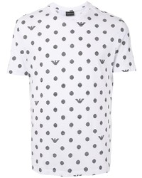 Мужская бело-черная футболка с круглым вырезом в горошек от Emporio Armani