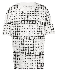 Мужская бело-черная футболка с круглым вырезом в горошек от Maison Margiela