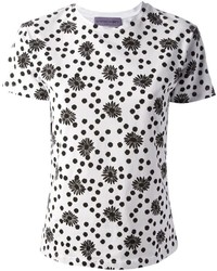 Женская бело-черная футболка с круглым вырезом в горошек от Ungaro