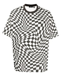 Мужская бело-черная футболка с круглым вырезом в клетку от FIVE CM