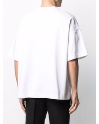 Мужская бело-черная футболка с круглым вырезом с вышивкой от Ami Paris