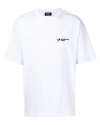 Мужская бело-черная футболка с круглым вырезом с вышивкой от Balenciaga