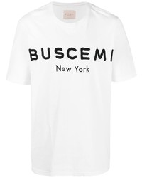 Мужская бело-черная футболка с круглым вырезом с вышивкой от Buscemi