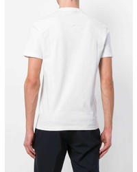 Мужская бело-черная футболка с круглым вырезом с вышивкой от Versace