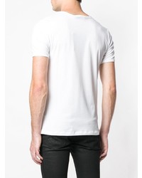 Мужская бело-черная футболка с круглым вырезом с вышивкой от Philipp Plein