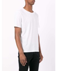 Мужская бело-черная футболка с круглым вырезом с вышивкой от Saint Laurent