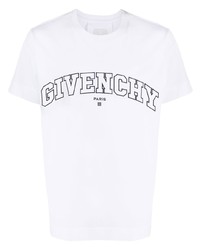 Мужская бело-черная футболка с круглым вырезом с вышивкой от Givenchy