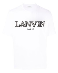 Мужская бело-черная футболка с круглым вырезом с вышивкой от Lanvin