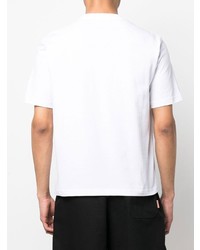Мужская бело-черная футболка с круглым вырезом с вышивкой от Lanvin