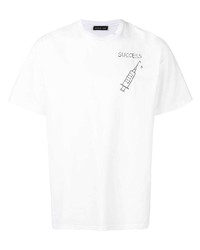 Мужская бело-черная футболка с круглым вырезом с вышивкой от Riccardo Comi