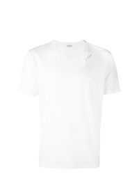 Мужская бело-черная футболка с круглым вырезом с вышивкой от Saint Laurent